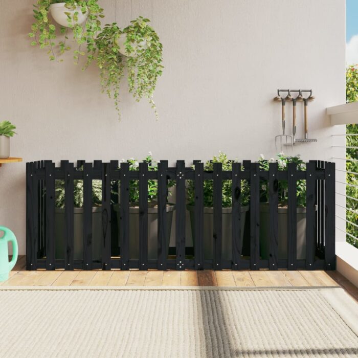 Lit surélevé de jardin design de clôture 200x50x70cm pin massif – Image 1