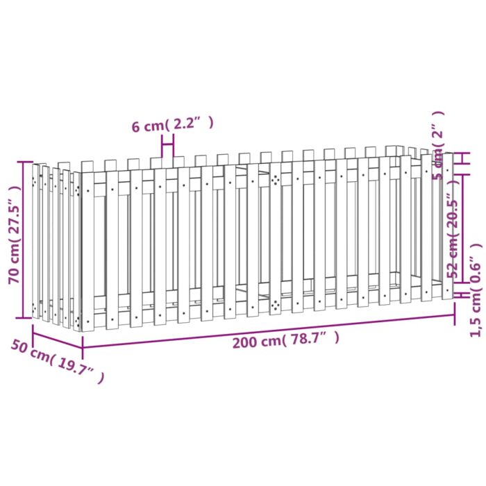 Lit surélevé de jardin design de clôture bois de pin imprégné – Image 7