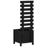 Jardinière avec support noir 39x39,5x114 cm bois de pin massif – Image 2