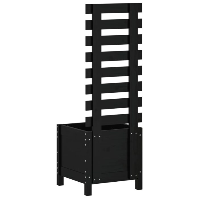Jardinière avec support noir 39x39,5x114 cm bois de pin massif – Image 2