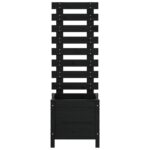 Jardinière avec support noir 39x39,5x114 cm bois de pin massif – Image 3