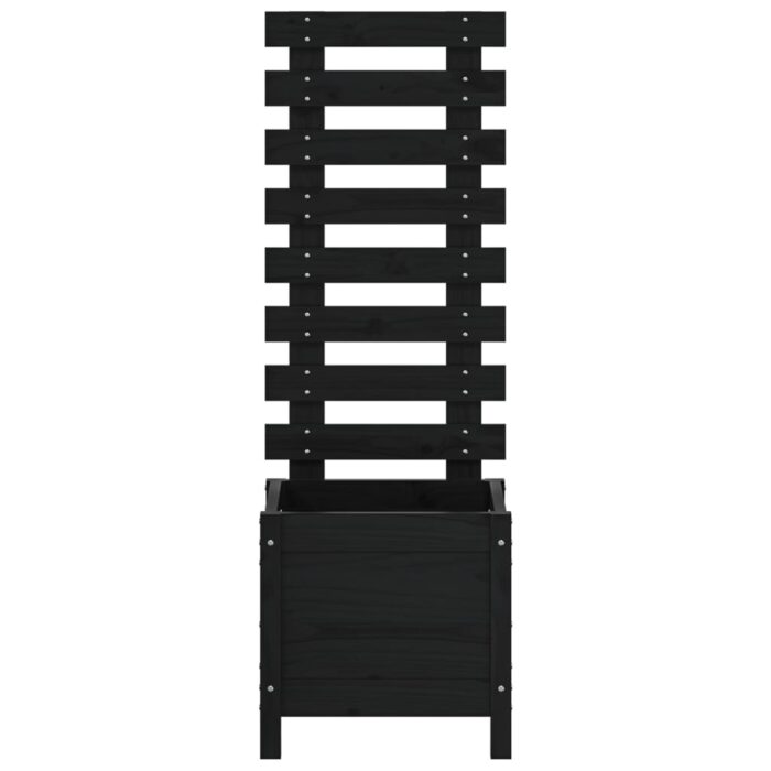 Jardinière avec support noir 39x39,5x114 cm bois de pin massif – Image 3