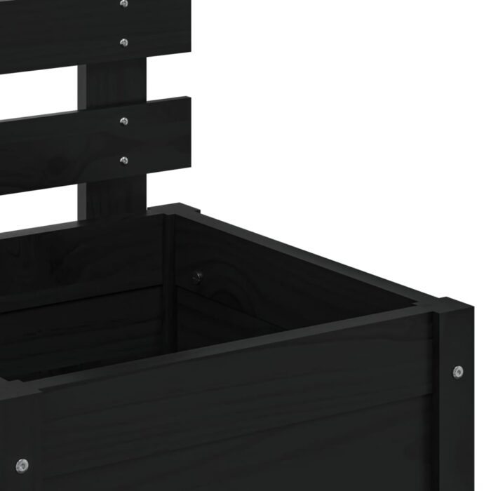 Jardinière avec support noir 39x39,5x114 cm bois de pin massif – Image 5