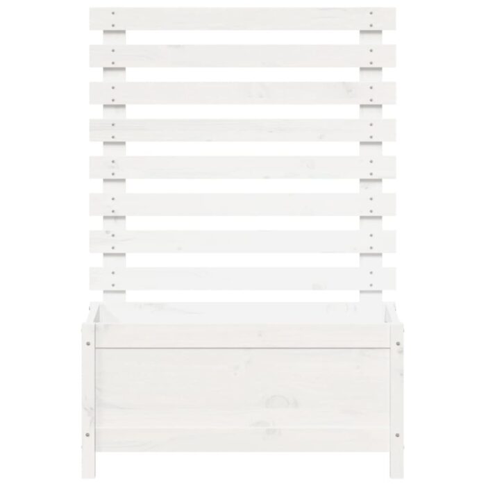 Jardinière avec support blanc 79x39,5x114 cm bois de pin massif – Image 3