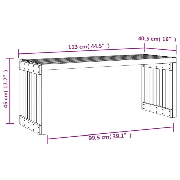 Banc de jardin extensible 212,5x40,5x45 cm bois massif douglas – Image 8