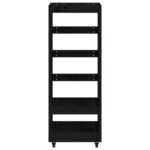 Porte-bûches avec roulettes noir 40x49x110 cm bois massif pin – Image 3