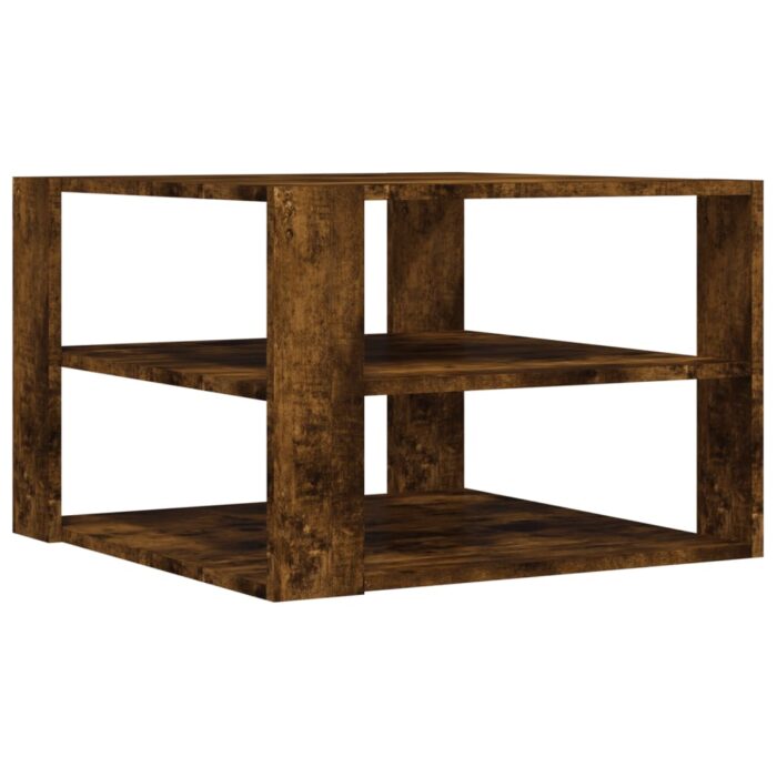 Table basse chêne fumé 59,5x59,5x40 cm bois d'ingénierie – Image 3