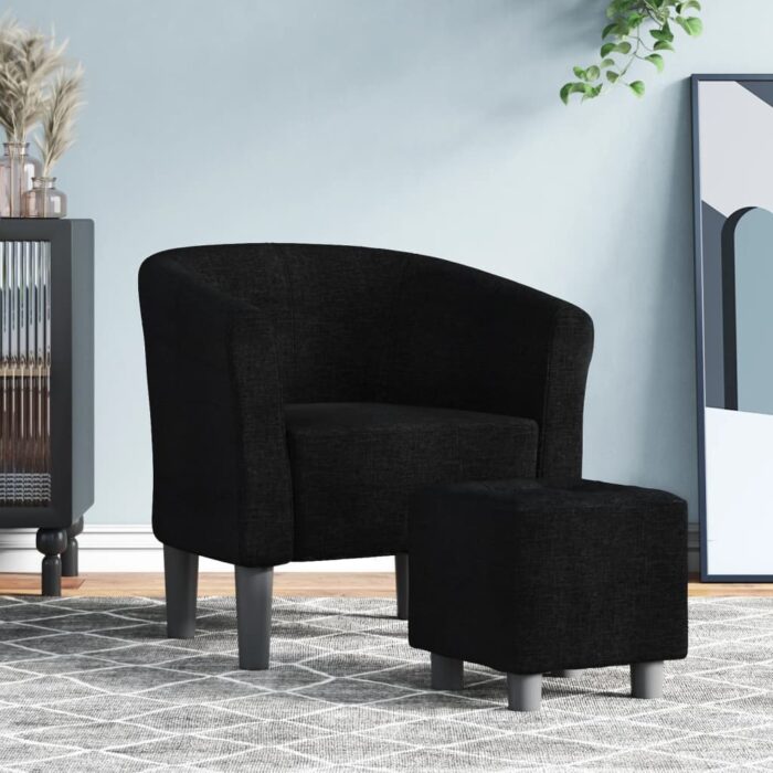 Chaise cabriolet avec repose-pied noir tissu – Image 1