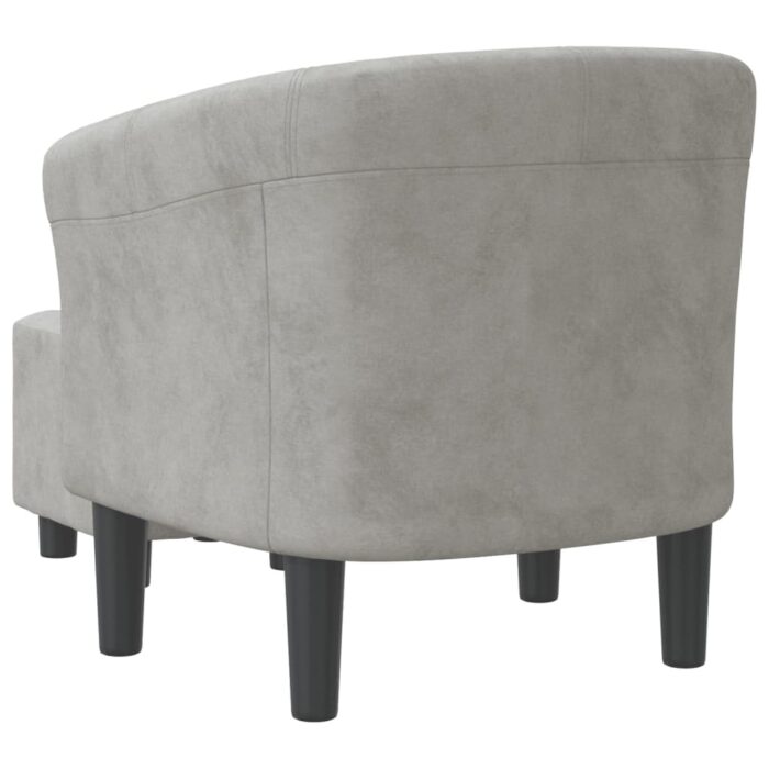 Chaise cabriolet avec repose-pied gris clair velours – Image 3