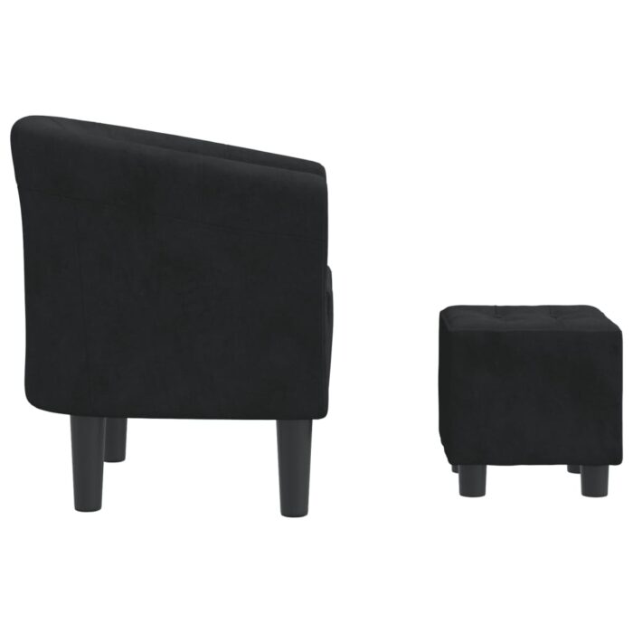 Chaise cabriolet avec repose-pied noir velours – Image 2