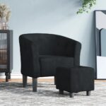 Chaise cabriolet avec repose-pied noir velours