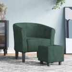 Chaise cabriolet avec repose-pied vert foncé velours