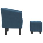 Fauteuil cabriolet avec repose-pied bleu foncé velours – Image 2