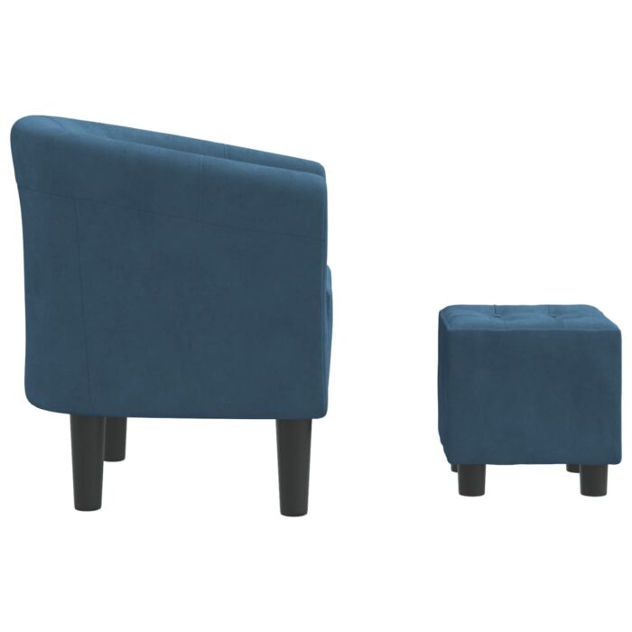 Fauteuil cabriolet avec repose-pied bleu foncé velours – Image 2