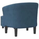 Fauteuil cabriolet avec repose-pied bleu foncé velours – Image 3