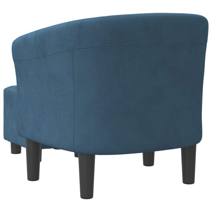 Fauteuil cabriolet avec repose-pied bleu foncé velours – Image 3