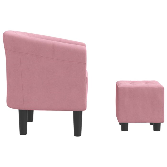 Fauteuil cabriolet avec repose-pied rose velours – Image 2