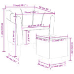 Fauteuil cabriolet avec repose-pied rose velours – Image 6