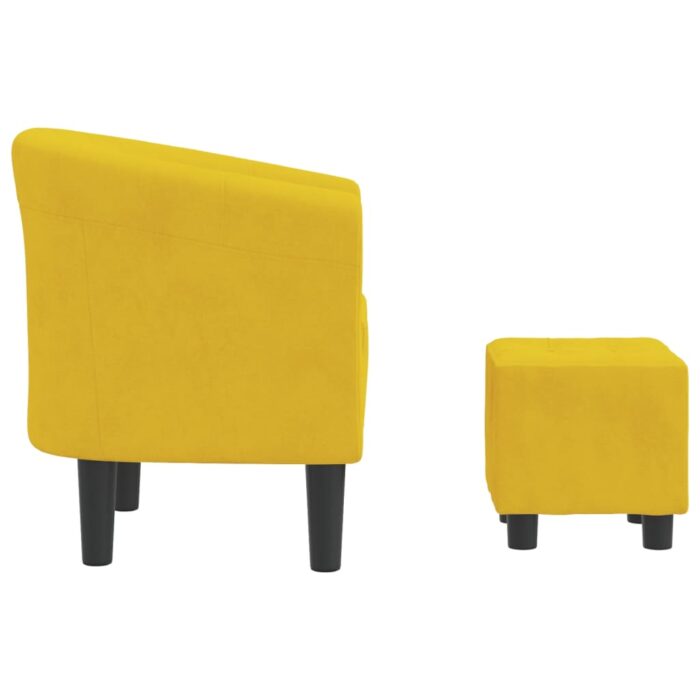 Fauteuil cabriolet avec repose-pied jaune velours – Image 2