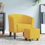 Fauteuil cabriolet avec repose-pied jaune velours
