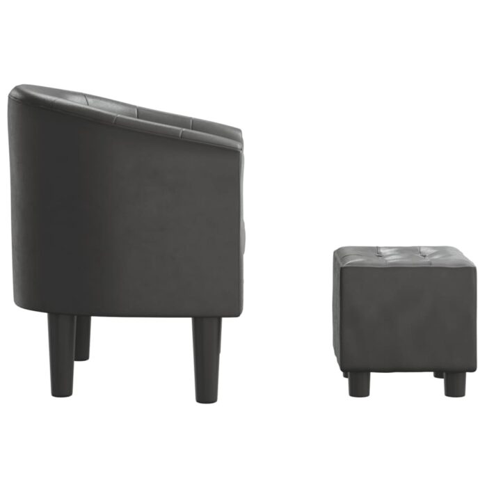 Chaise cabriolet avec repose-pied gris similicuir – Image 2