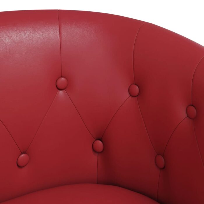 Chaise cabriolet avec repose-pied rouge bordeaux similicuir – Image 4