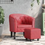 Chaise cabriolet avec repose-pied rouge bordeaux similicuir