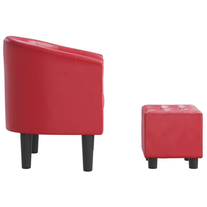 Chaise cabriolet avec repose-pied rouge similicuir – Image 2