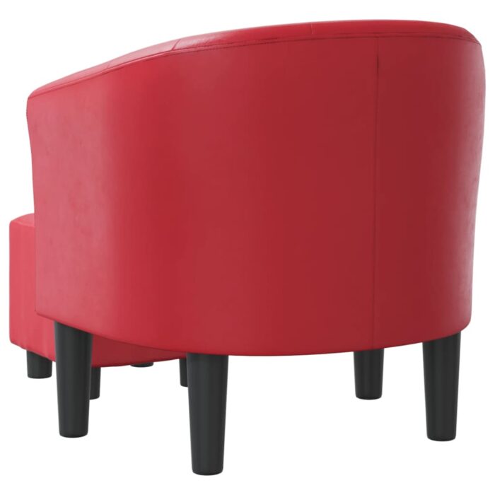Chaise cabriolet avec repose-pied rouge similicuir – Image 3