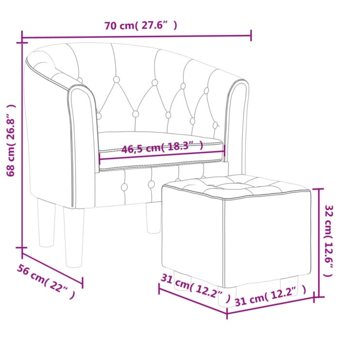 Chaise cabriolet avec repose-pied rouge similicuir – Image 6