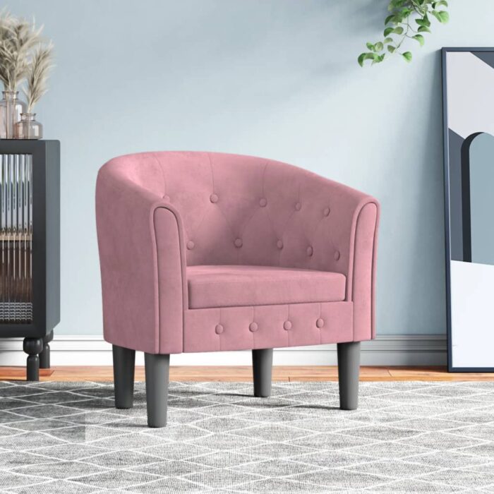 Fauteuil rose velours – Image 1