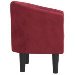 Fauteuil cabriolet rouge bordeaux velours – Image 2