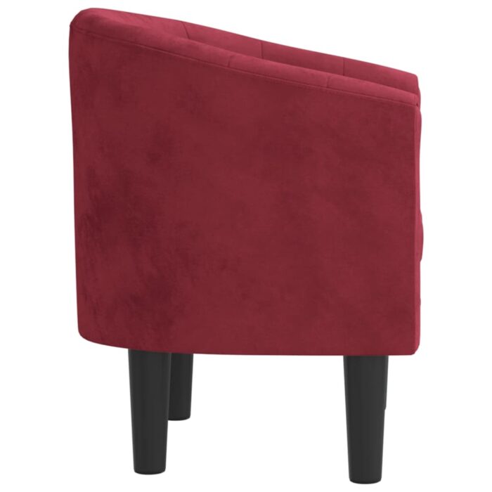 Fauteuil cabriolet rouge bordeaux velours – Image 2