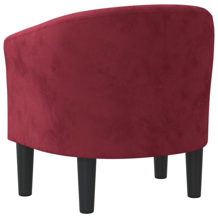 Fauteuil cabriolet rouge bordeaux velours – Image 3