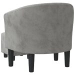 Fauteuil avec repose-pied gris clair velours – Image 3