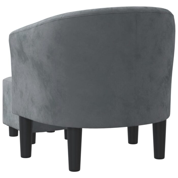 Fauteuil avec repose-pied gris foncé velours – Image 3