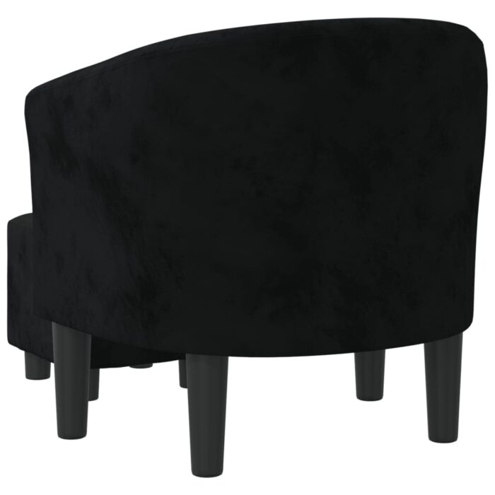 Fauteuil avec repose-pied noir velours – Image 3