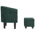 Fauteuil avec repose-pied vert foncé velours – Image 2