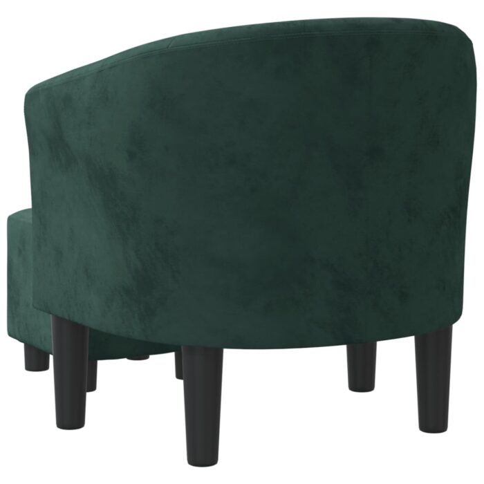 Fauteuil avec repose-pied vert foncé velours – Image 3