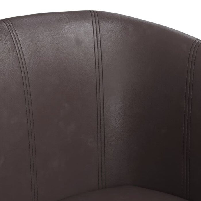 Fauteuil avec repose-pied marron similicuir – Image 4