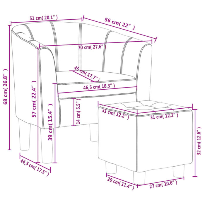 Fauteuil avec repose-pied marron similicuir – Image 6