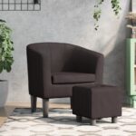 Fauteuil avec repose-pied marron similicuir