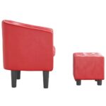 Fauteuil avec repose-pied rouge similicuir – Image 2