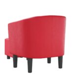 Fauteuil avec repose-pied rouge similicuir – Image 3