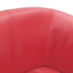 Fauteuil avec repose-pied rouge similicuir – Image 4