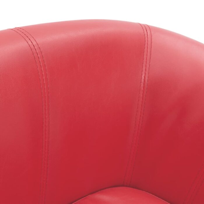 Fauteuil avec repose-pied rouge similicuir – Image 4