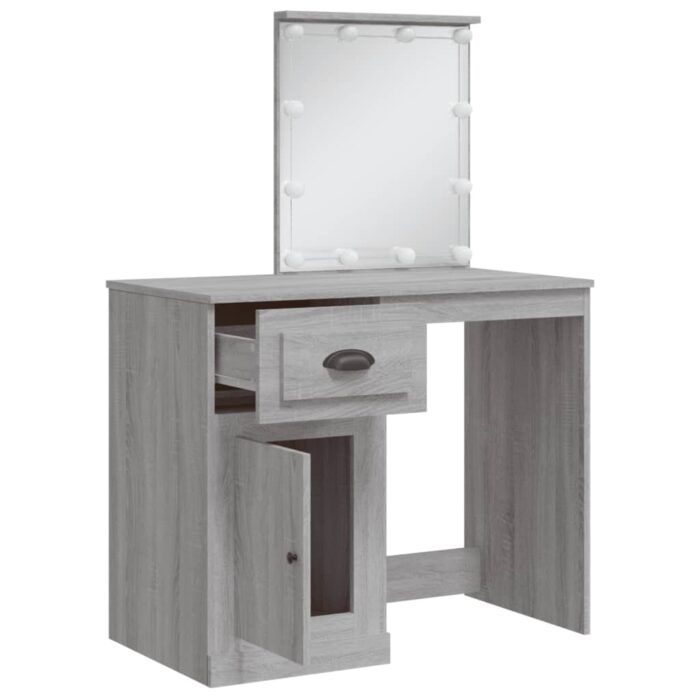 Coiffeuse avec lumières LED sonoma gris 90x42x132,5 cm – Image 2