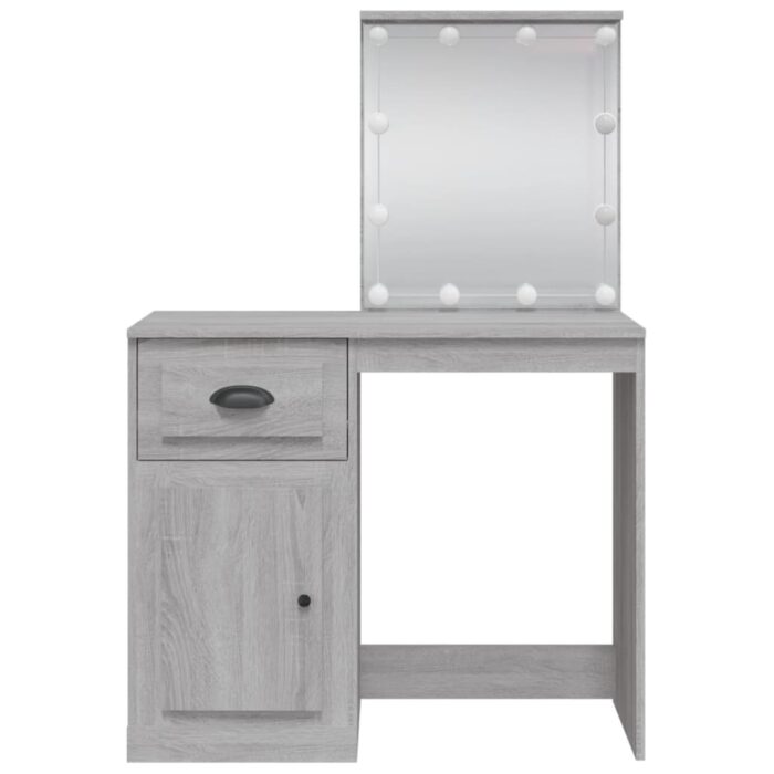 Coiffeuse avec lumières LED sonoma gris 90x42x132,5 cm – Image 3