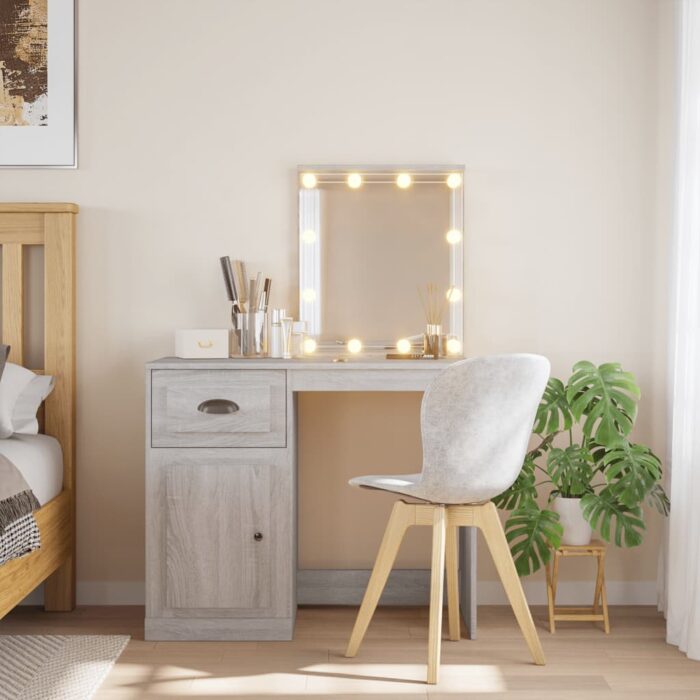 Coiffeuse avec lumières LED sonoma gris 90x42x132,5 cm – Image 1