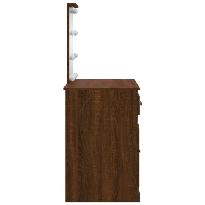 Coiffeuse avec lumières LED chêne marron 90x42x132,5 cm – Image 4